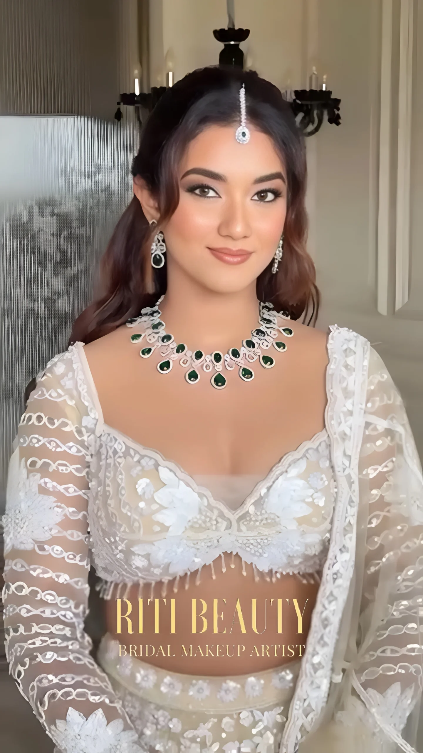 Professional engagement makeup artist in Mumbai creating an elegant pre wedding look