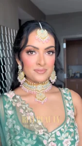 Mehendi makeup artist in Mumbai creating a beautiful pre wedding bridal look