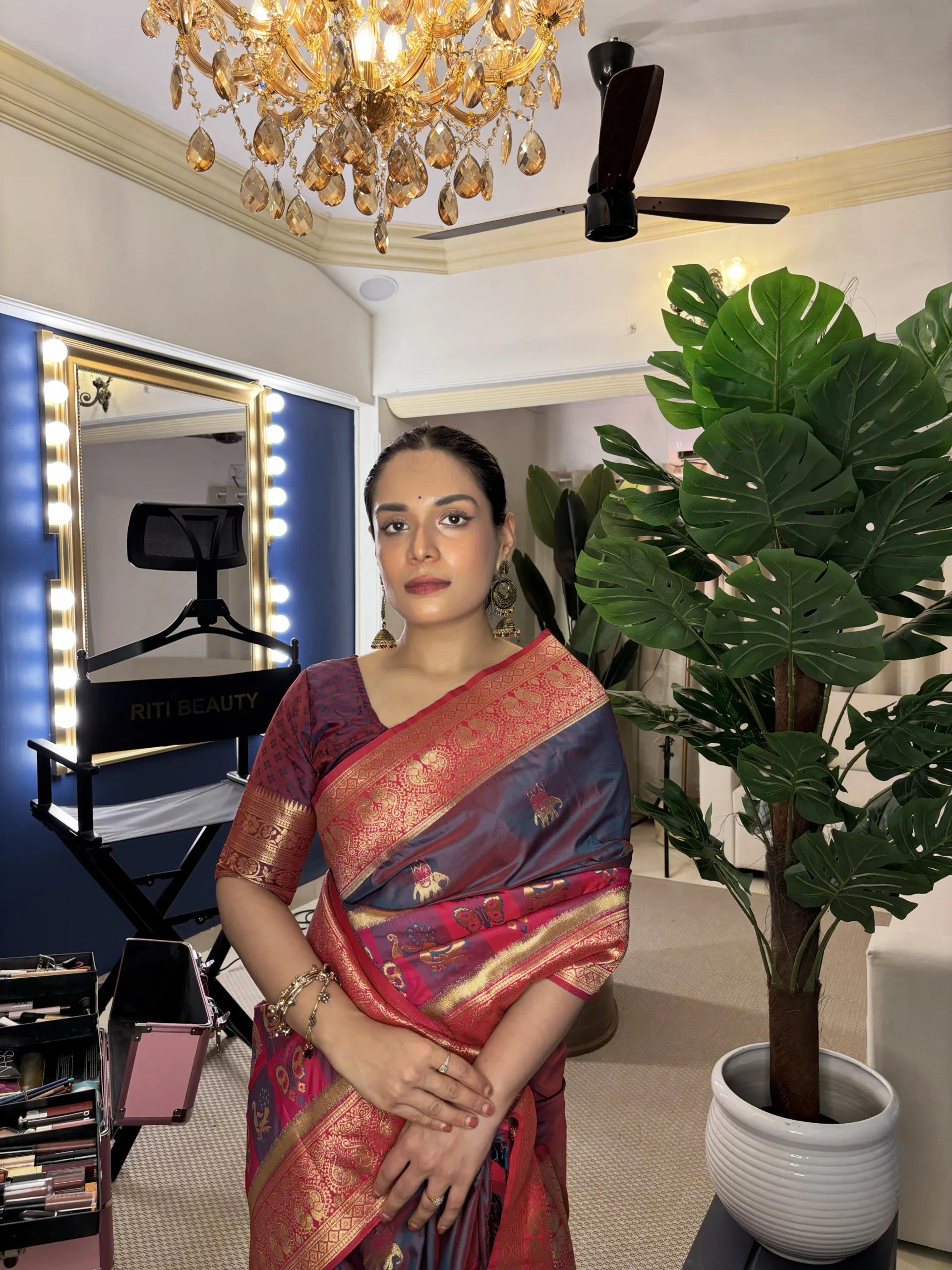 Bridal makeup and hairstyling studio in Mumbai with luxury setup