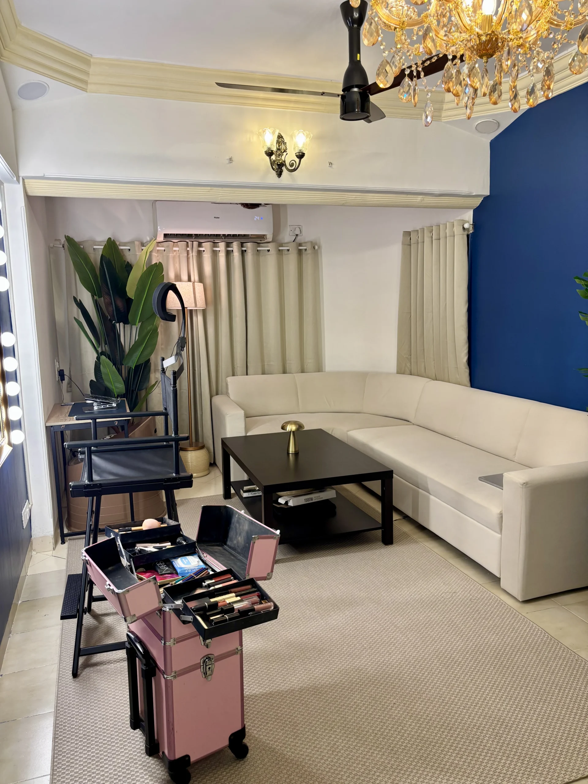 Riti Beauty bridal makeup studio with professional vanity and makeup station