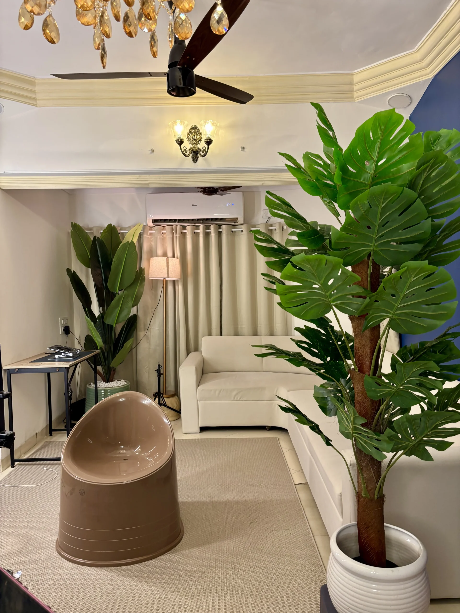 Premium bridal makeup studio interior and vanity setup by Riti Beauty
